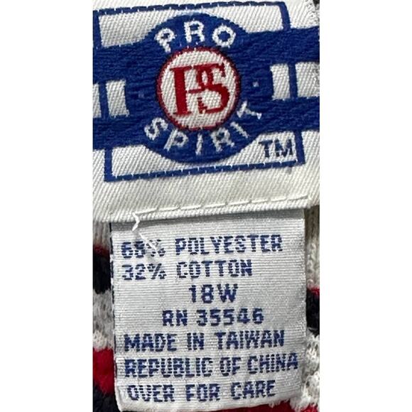 Vintage Pro Spirit Tee Shirt Women Plus 18W Red White Blue Striped Cotton Blend - Picture 7 of 7